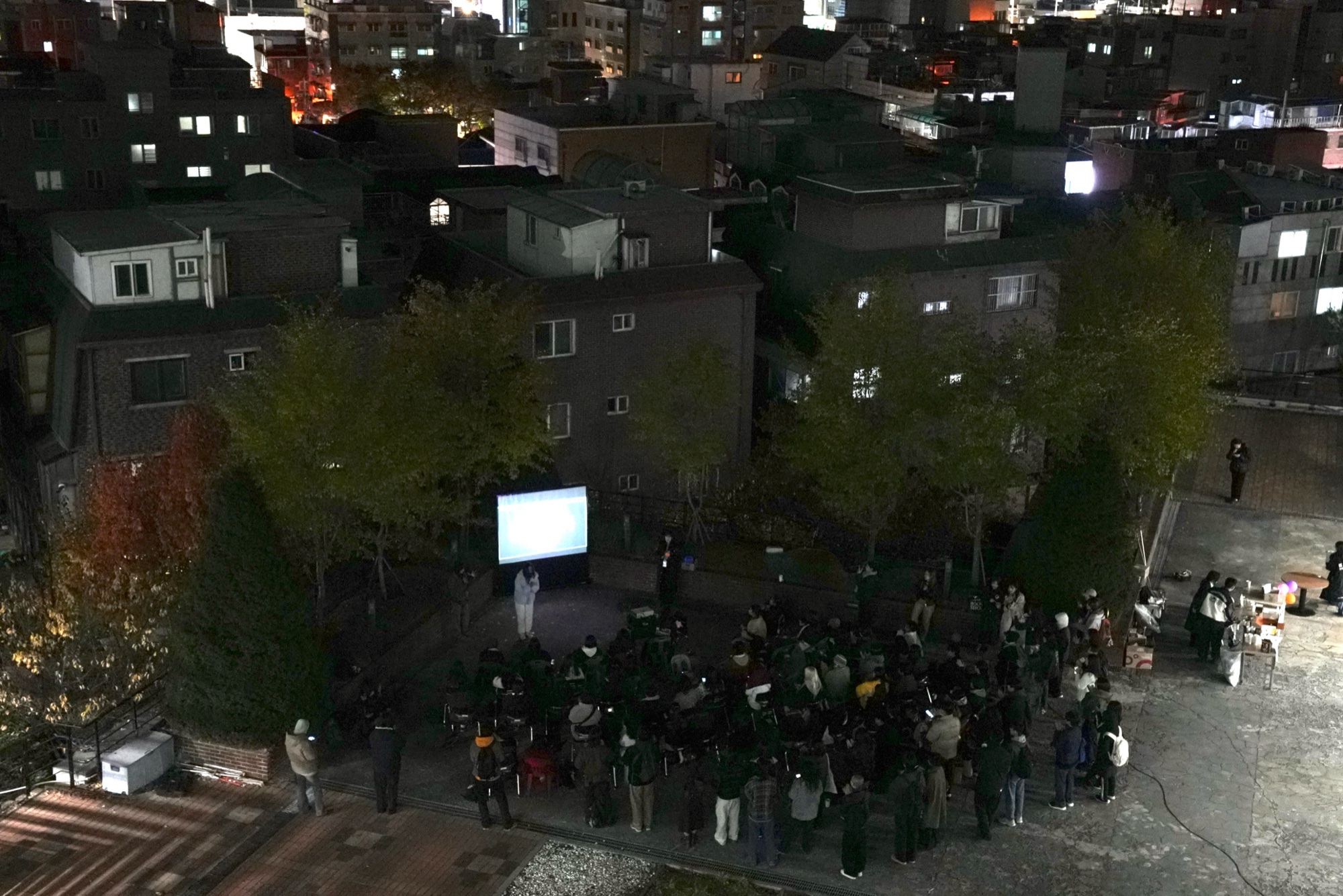 밤티영화제 야외 상영 현장